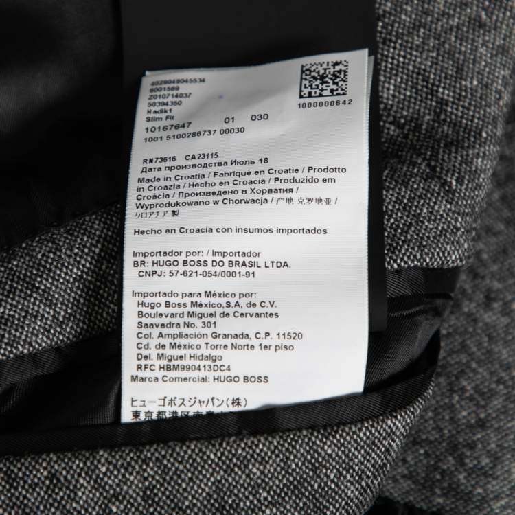 Pre Owned Boss By Hugo Boss Grey Wool & Synthetic Layered Hadik1 Blazer Jacket M