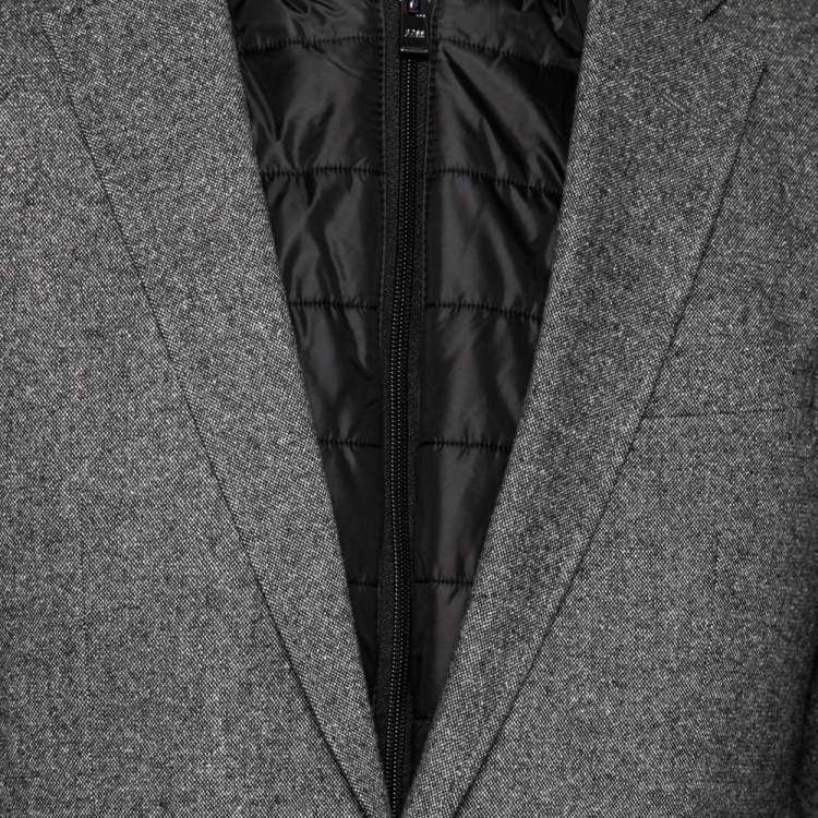 Pre Owned Boss By Hugo Boss Grey Wool & Synthetic Layered Hadik1 Blazer Jacket M