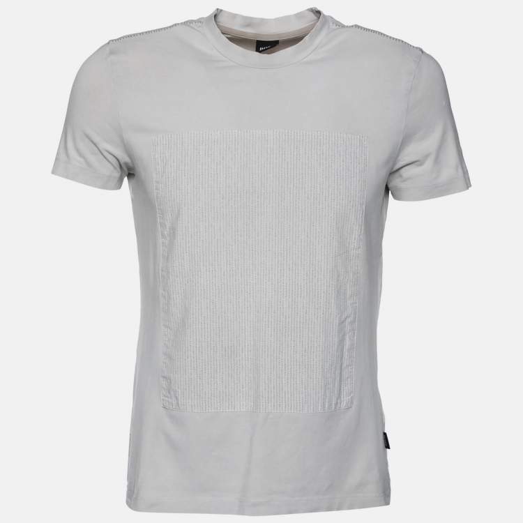 Pre Owned Boss By Hugo Boss Grey Stretch Cotton Slim Fit T-Shirt M