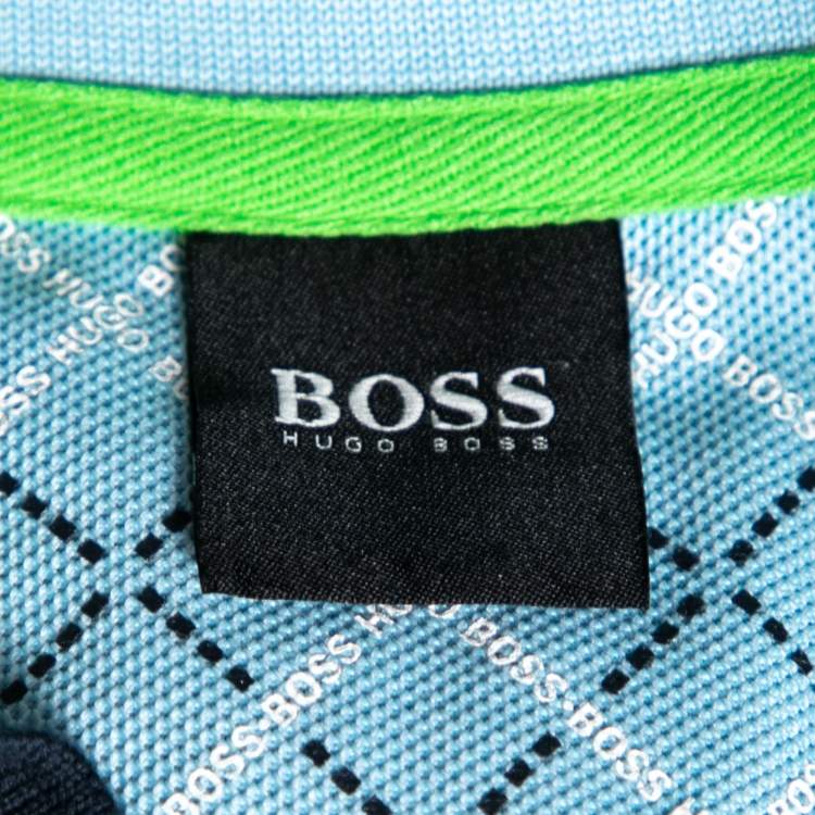 Pre Owned Boss by Hogo Boss Light Blue Knit Modern Fit Polo T-Shirt L