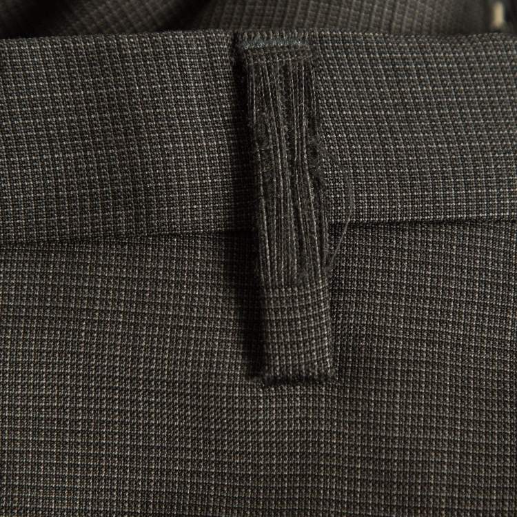 Pre Owned Boss By Hugo Boss Charcoal Grey Micro Checked Wool The Grand/Central US Suit L 