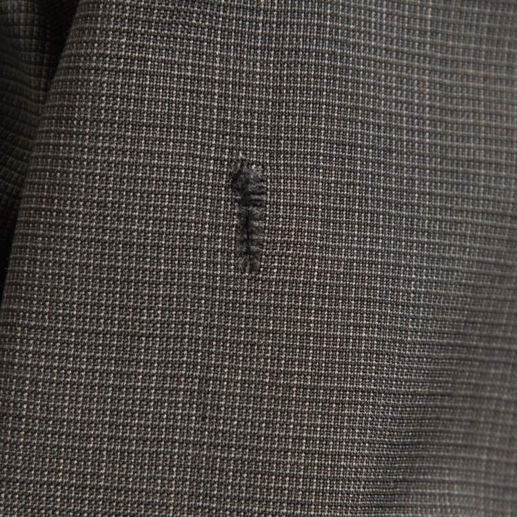 Pre Owned Boss By Hugo Boss Charcoal Grey Micro Checked Wool The Grand/Central US Suit L 