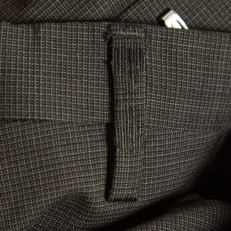 Pre Owned Boss By Hugo Boss Charcoal Grey Micro Checked Wool The Grand/Central US Suit L 