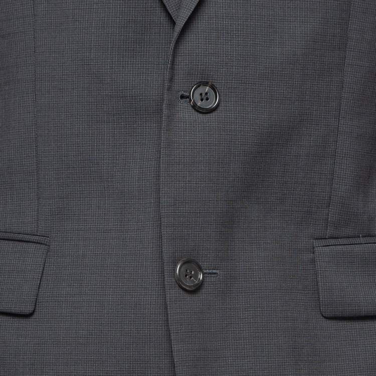 Pre Owned Boss By Hugo Boss Charcoal Grey Micro Checked Wool The Grand/Central US Suit L 