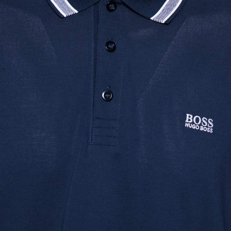 Pre Owned Boss by Hogo Boss Navy Blue Cotton Regular Fit Polo T-Shirt XXL