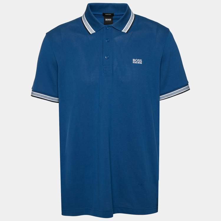 Pre Owned Boss by Hogo Boss Blue Cotton Regular Fit Polo T-Shirt XXL