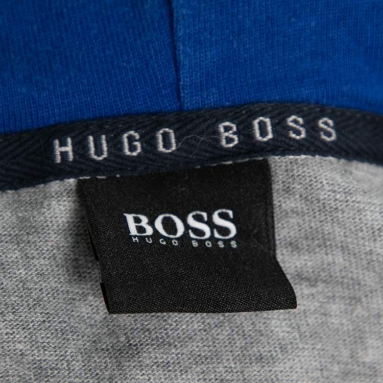 Pre Owned Boss By Hugo Boss Grey Cotton Hooded Zip Front Jacket M