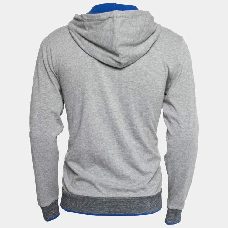 Pre Owned Boss By Hugo Boss Grey Cotton Hooded Zip Front Jacket M