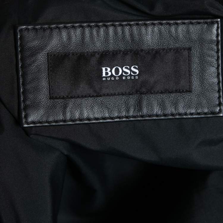 Pre Owned Boss By Hugo Boss Black Leather  Zip Front Nilas_1 Biker Jacket L
