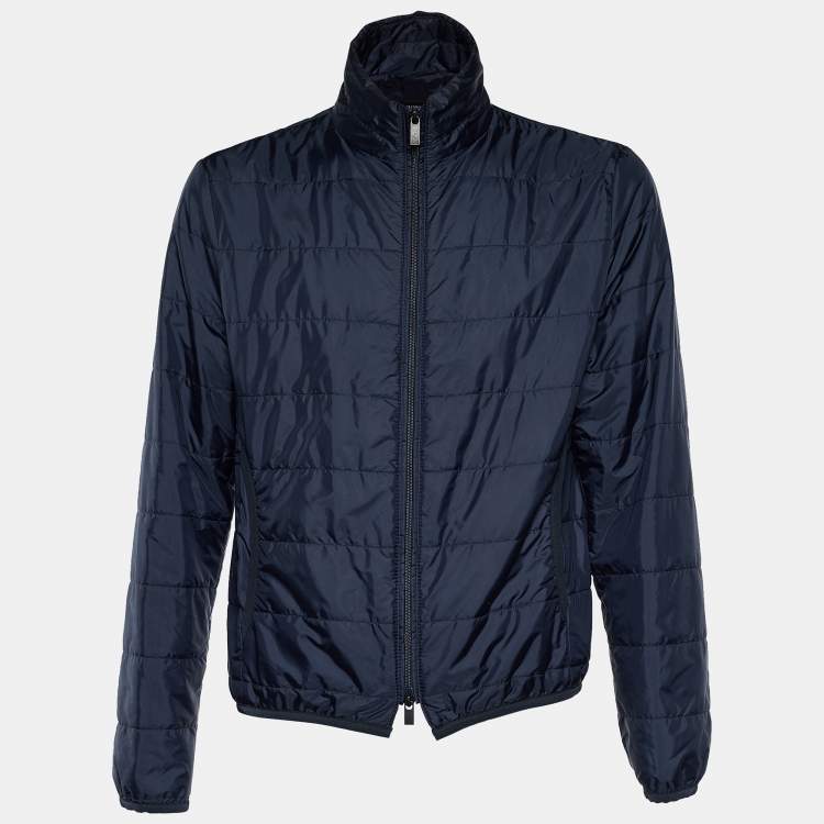 Pre Owned Boss By Hugo Boss Navy Blue Cotton Blazer & Quilted Jacket Set  XXL