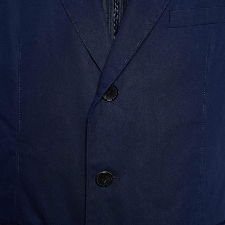 Pre Owned Boss By Hugo Boss Navy Blue Cotton Blazer & Quilted Jacket Set  XXL