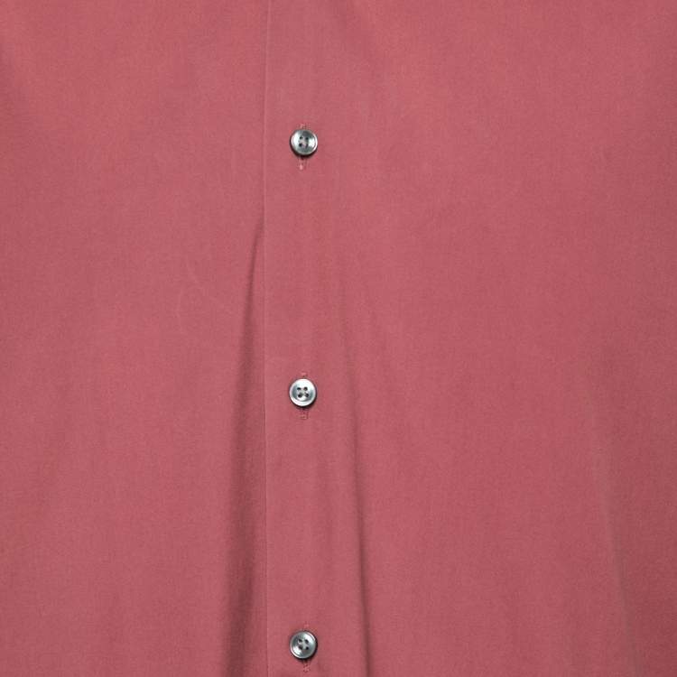 Pre Owned Boss By Hugo Boss Maroon Cotton Gerald Regular Fit Stretch Shirt XL