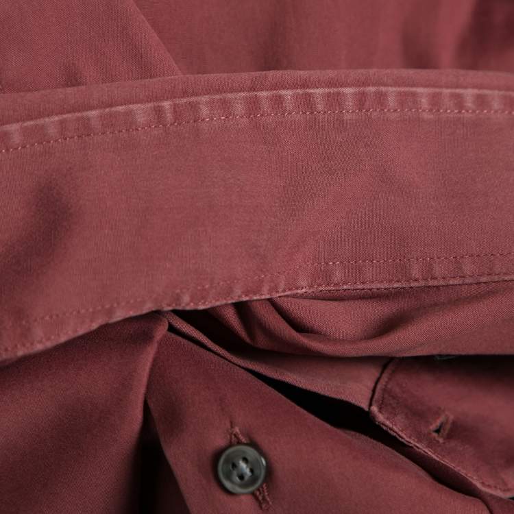Pre Owned Boss By Hugo Boss Maroon Cotton Gerald Regular Fit Stretch Shirt XL