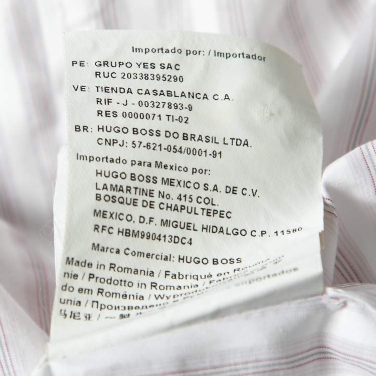 Pre Owned Boss By Hugo Boss White Striped Cotton Shirt XXL