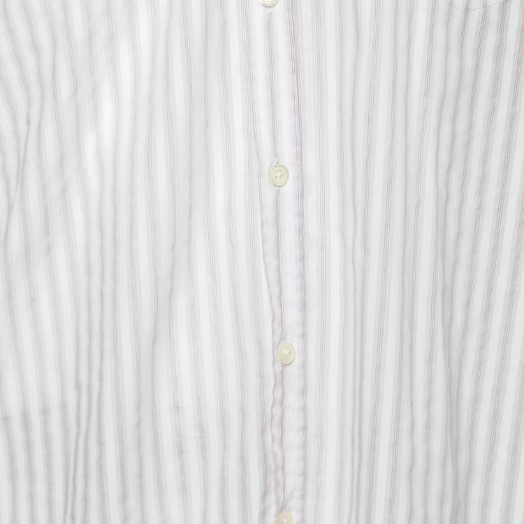 Pre Owned Boss By Hugo Boss White Striped Cotton Shirt XXL