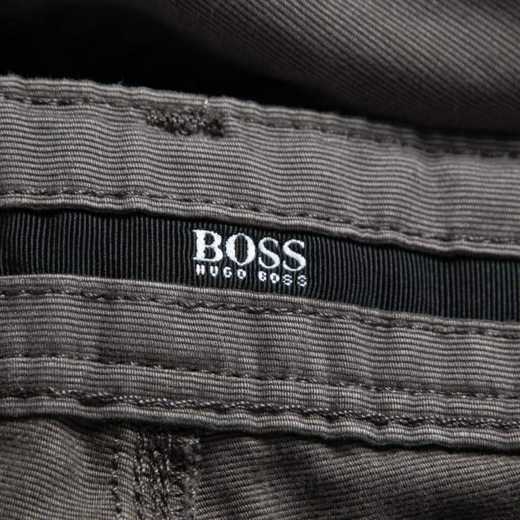Pre Owned Boss By Hugo Boss Grey Cotton Oklahoma Trousers M Waist 34" 