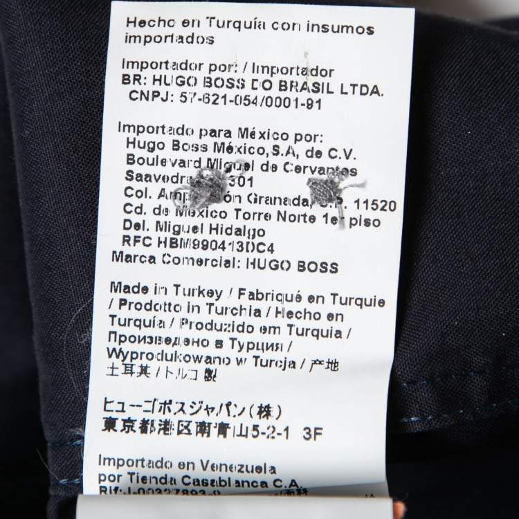 Pre Owned Boss By Hugo Boss Navy Blue Cotton Jerris Slim Fit Shirt L