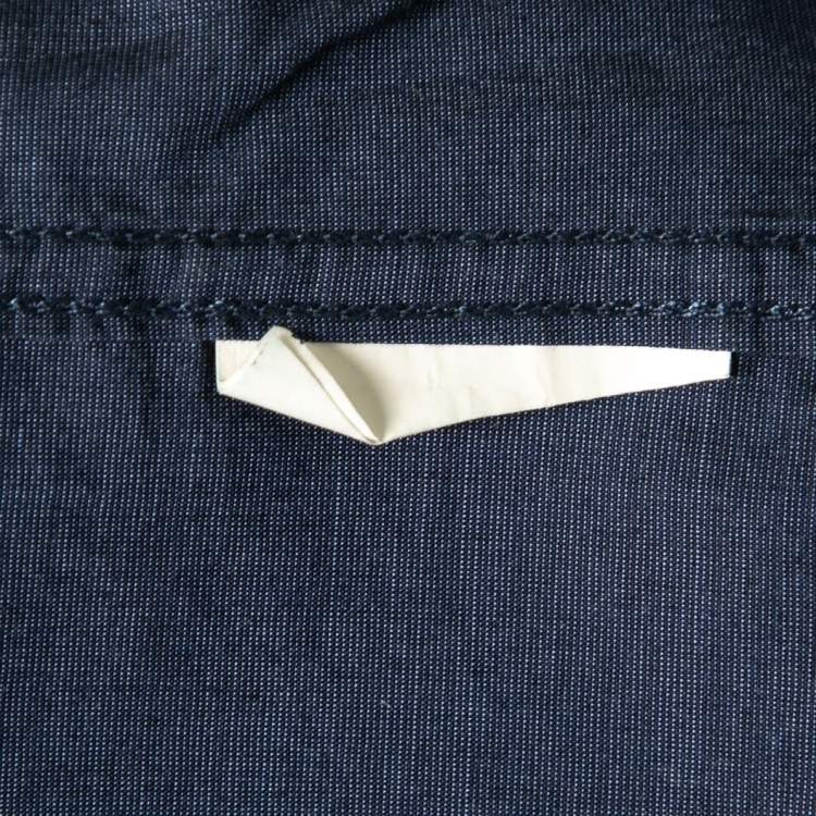 Pre Owned Boss By Hugo Boss Blue Cotton Slim-Fit Button Front Shirt S