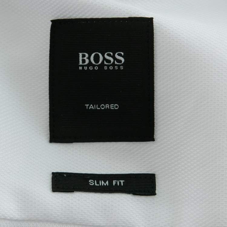 Pre Owned Boss By Hugo Boss White Cotton Tailored Slim Fit Shirt L