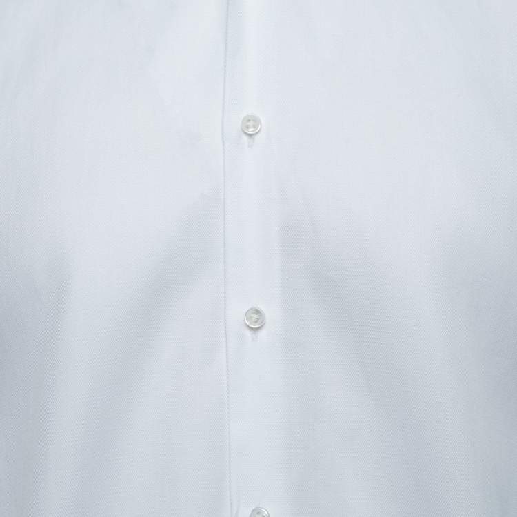 Pre Owned Boss By Hugo Boss White Cotton Tailored Slim Fit Shirt L