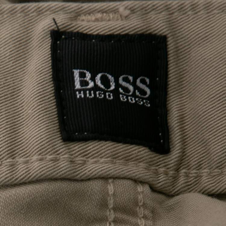 Pre Owned Boss By Hugo Boss Beige Cotton Arkansas1 Trousers L Waist 34" 