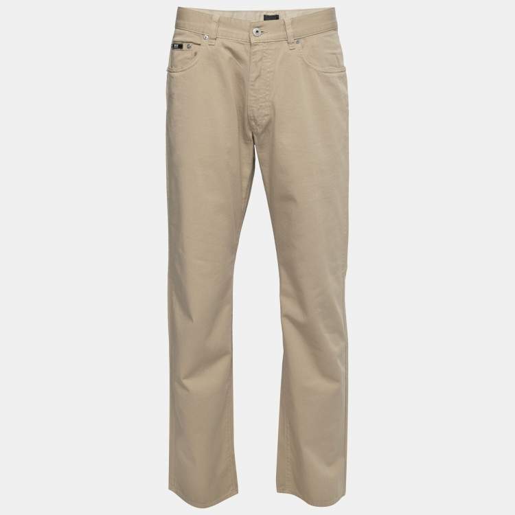 Pre Owned Boss By Hugo Boss Beige Cotton Arkansas1 Trousers L Waist 34" 