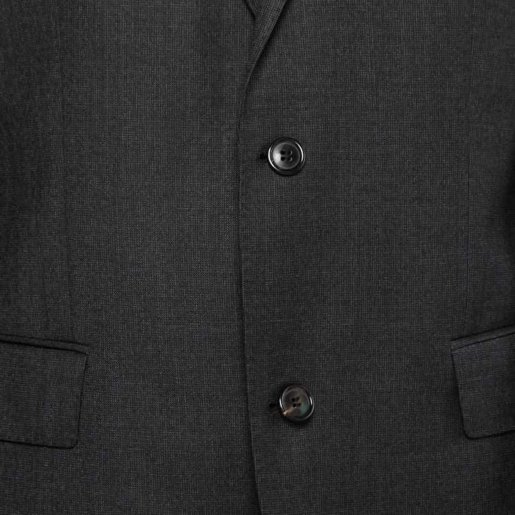 Pre Owned Boss By Hugo Boss Dark Grey Wool Single-Breasted Suit L