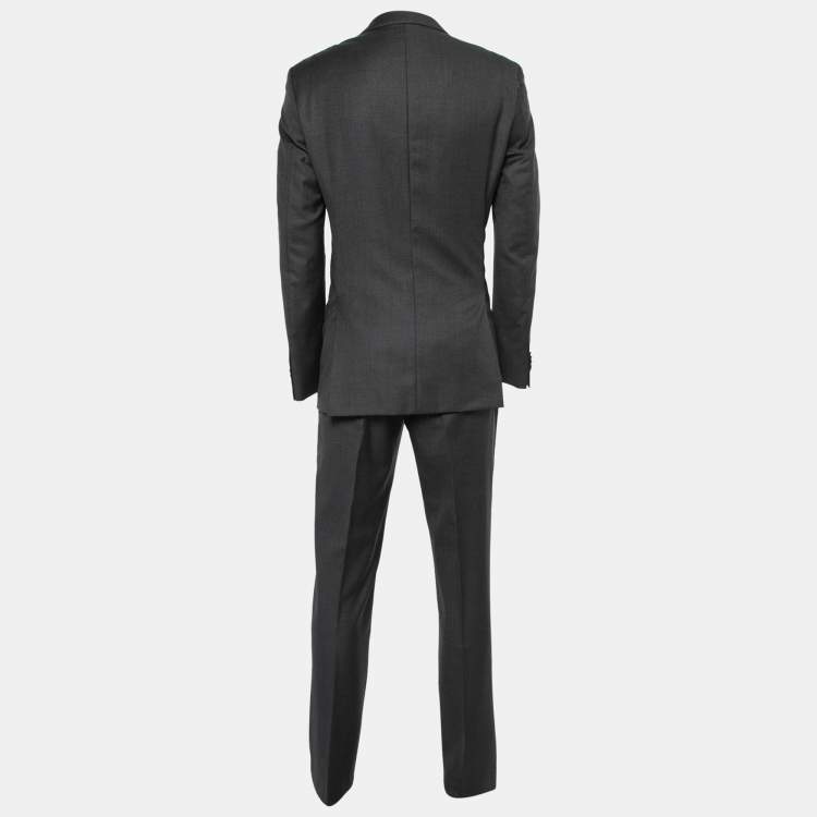 Pre Owned Boss By Hugo Boss Dark Grey Wool Single-Breasted Suit L