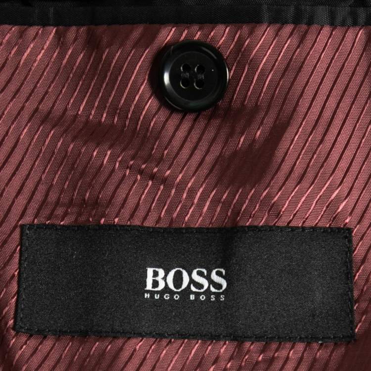 Pre Owned Boss By Hugo Boss Dark Grey Wool Single-Breasted Suit L