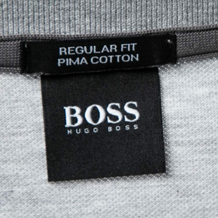 Pre Owned Boss By Hugo Boss Grey Colorblock Cotton Polo T-Shirt L