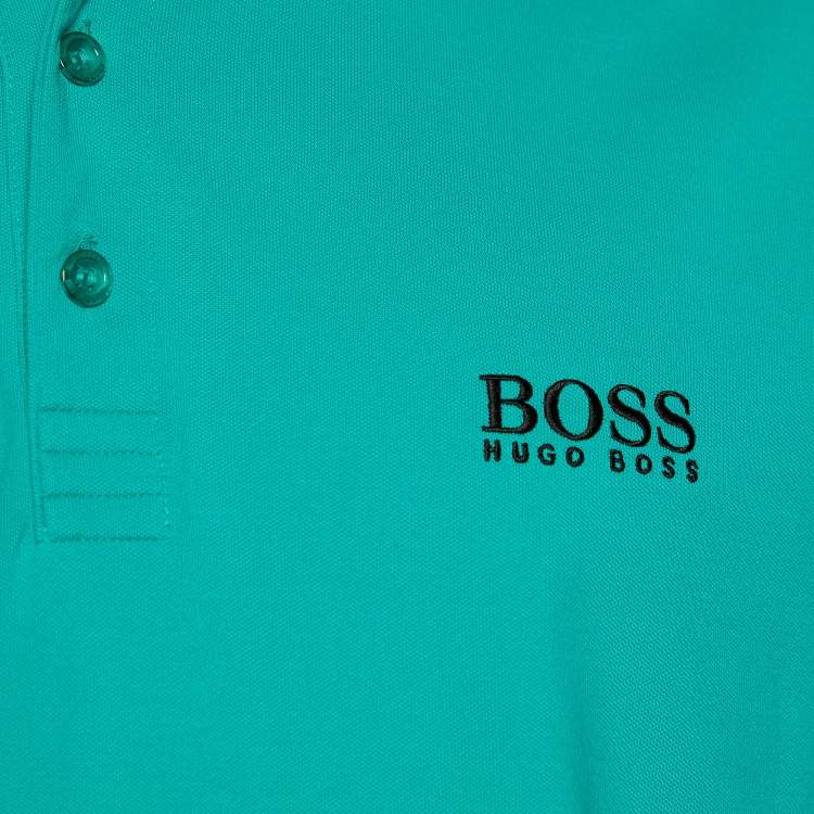 Pre Owned Boss By Hugo Boss Green Cotton Knit Polo T-Shirt XL