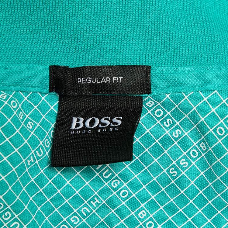 Pre Owned Boss By Hugo Boss Green Cotton Knit Polo T-Shirt XL