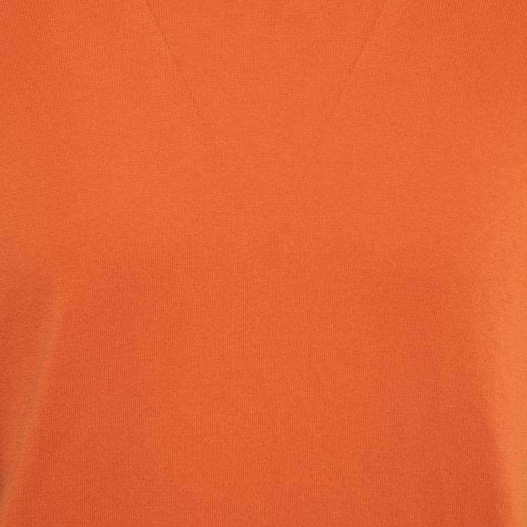 Pre Owned Boss by Hugo Boss Orange Cotton Long-Sleeve Crewneck Sweater L