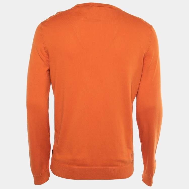 Boss by Hugo Boss Orange Cotton Long-Sleeve Crewneck Sweater L Boss Boss | TLC