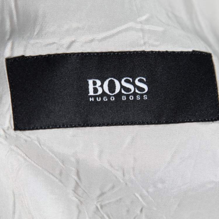 Pre Owned Boss By Hugo Boss Vintage Grey Linen Single-Breasted Soldini Blazer L 