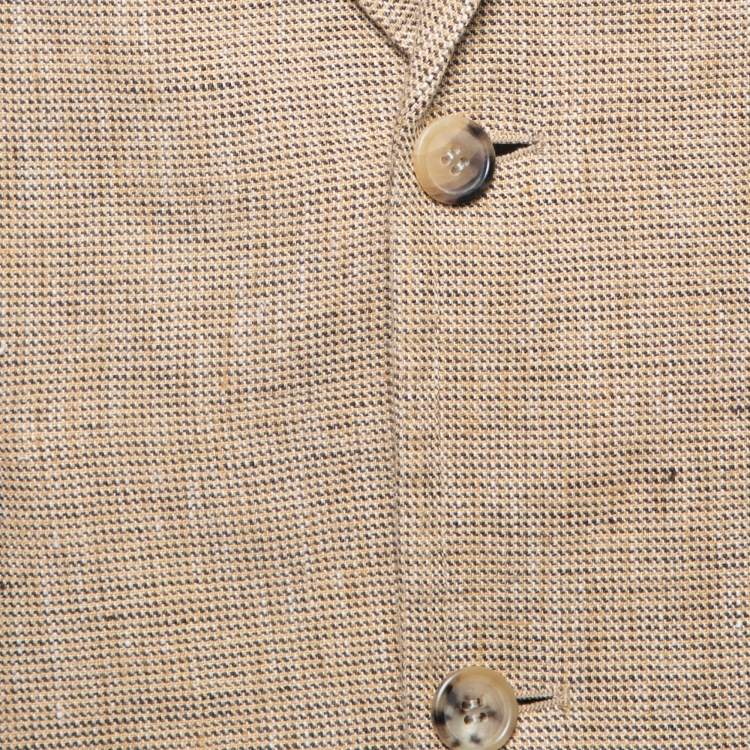 Pre Owned Boss By Hugo Boss Vintage Beige Linen Single-Breasted Burton Blazer L  