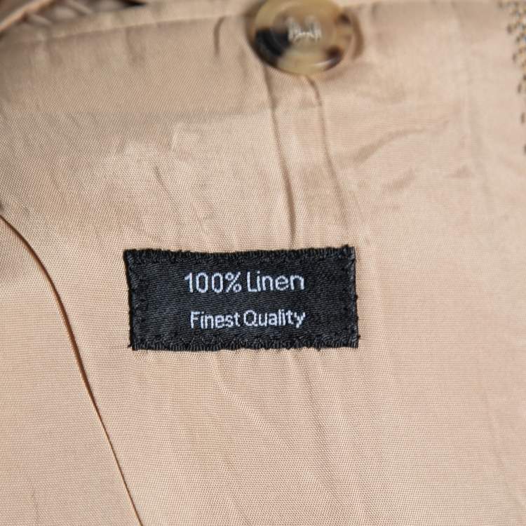 Pre Owned Boss By Hugo Boss Vintage Beige Linen Single-Breasted Burton Blazer L  