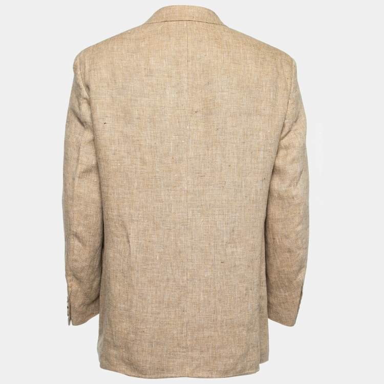 Pre Owned Boss By Hugo Boss Vintage Beige Linen Single-Breasted Burton Blazer L  