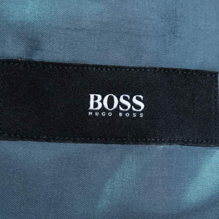 Pre Owned Boss By Hugo Boss Blue Grey Wool Single-Breasted Suit 3XL