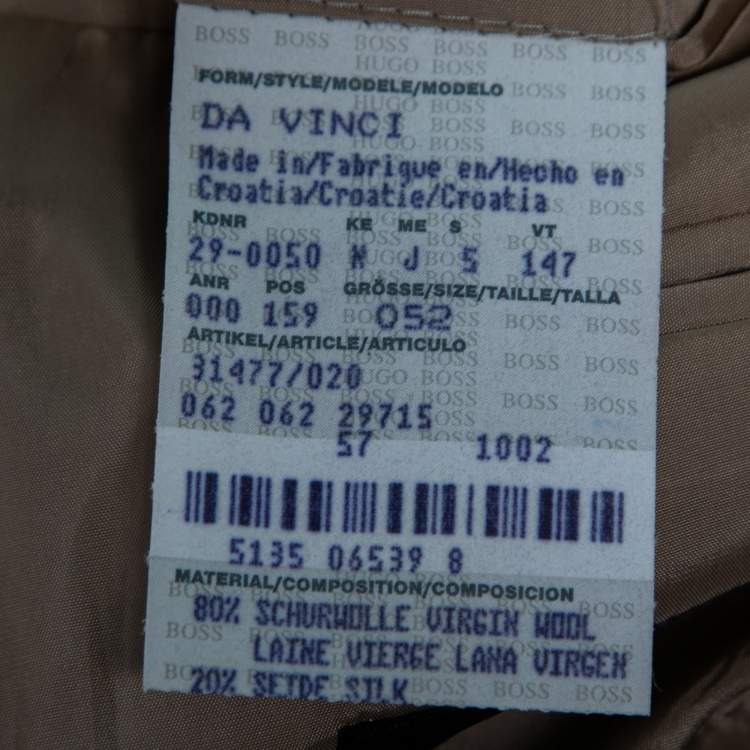 Pre Owned Boss By Hugo Boss Vintage Brown Wool DaVinci Blazer/Hooker Trousers Suit XL