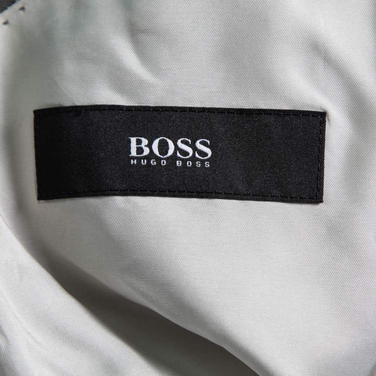 Pre Owned Boss by Hugo Boss Vintage Grey Striped Wool Single-Breasted Gable/Vegas Suit XL