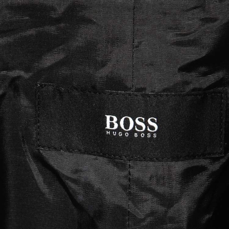 Pre Owned Boss by Hugo Boss Charcoal Grey Wool Sintrax4 Coat L  