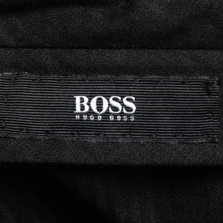 Pre Owned Boss By Hugo Boss Black Wool Crepe Trousers S