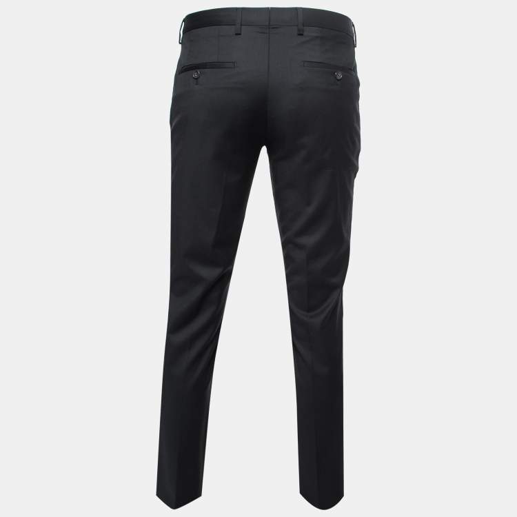Pre Owned Boss By Hugo Boss Black Wool Crepe Trousers S