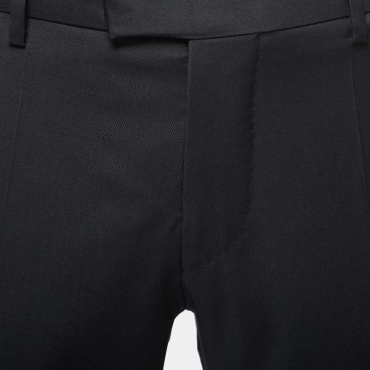 Pre Owned Boss By Hugo Boss Black Wool Crepe Trousers S