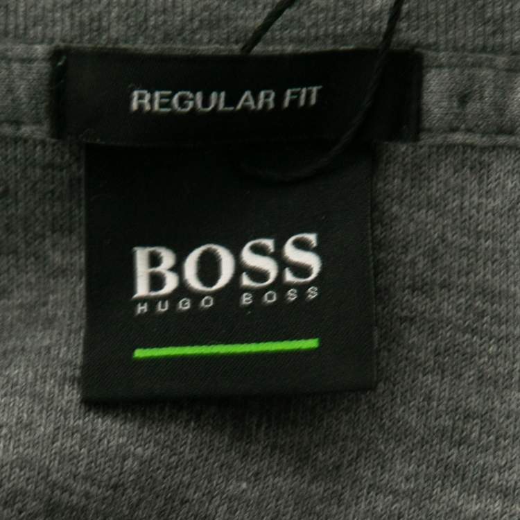 Pre Owned Boss by Hugo Boss Grey Knit Zip-Up Hooded Track Jacket M