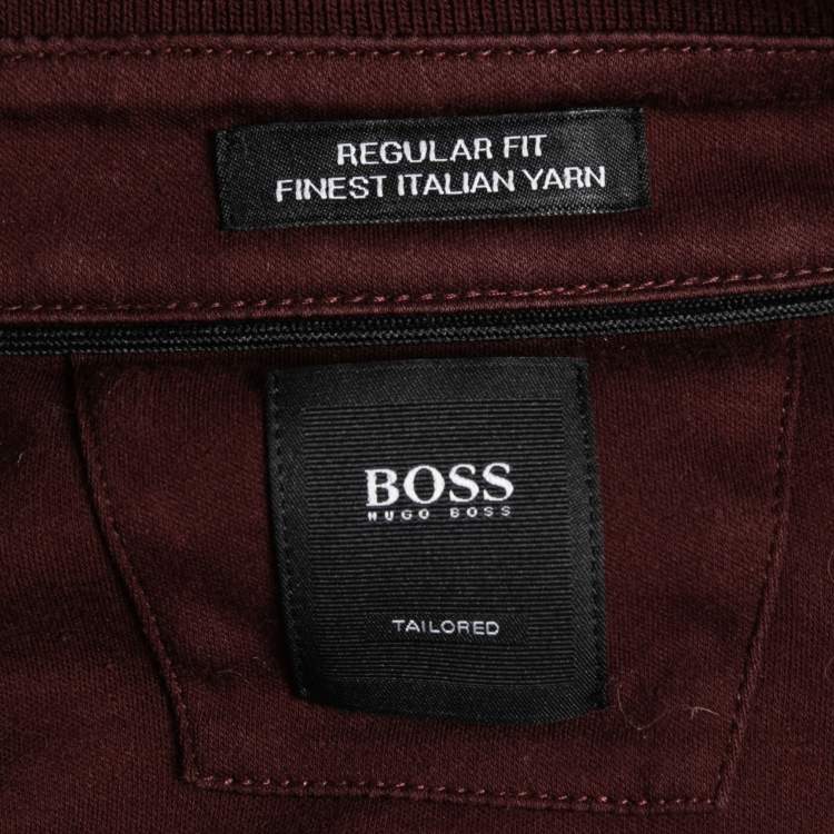 Pre Owned Boss By Hugo Boss Burgundy Cotton Tailored Polo T-Shirt XL