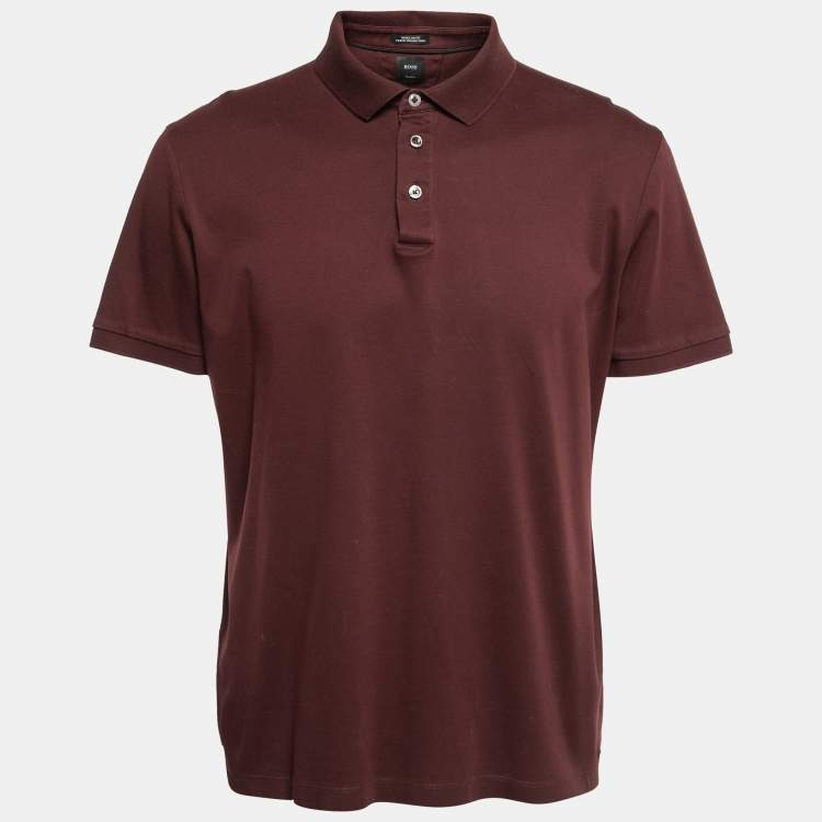 Boss By Hugo Boss Burgundy Cotton Tailored Polo T Shirt XL Boss By Hugo Boss TLC