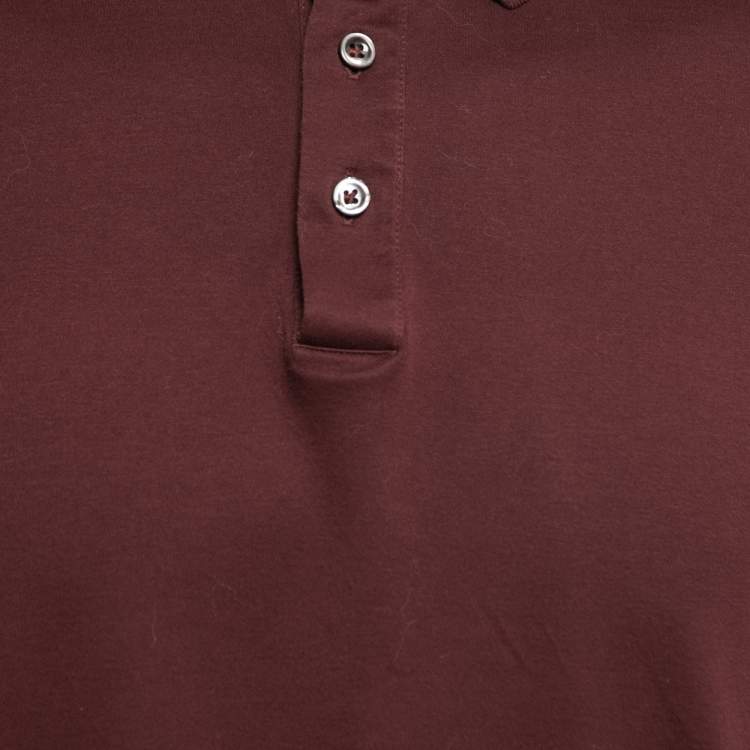 Pre Owned Boss By Hugo Boss Burgundy Cotton Tailored Polo T-Shirt XL