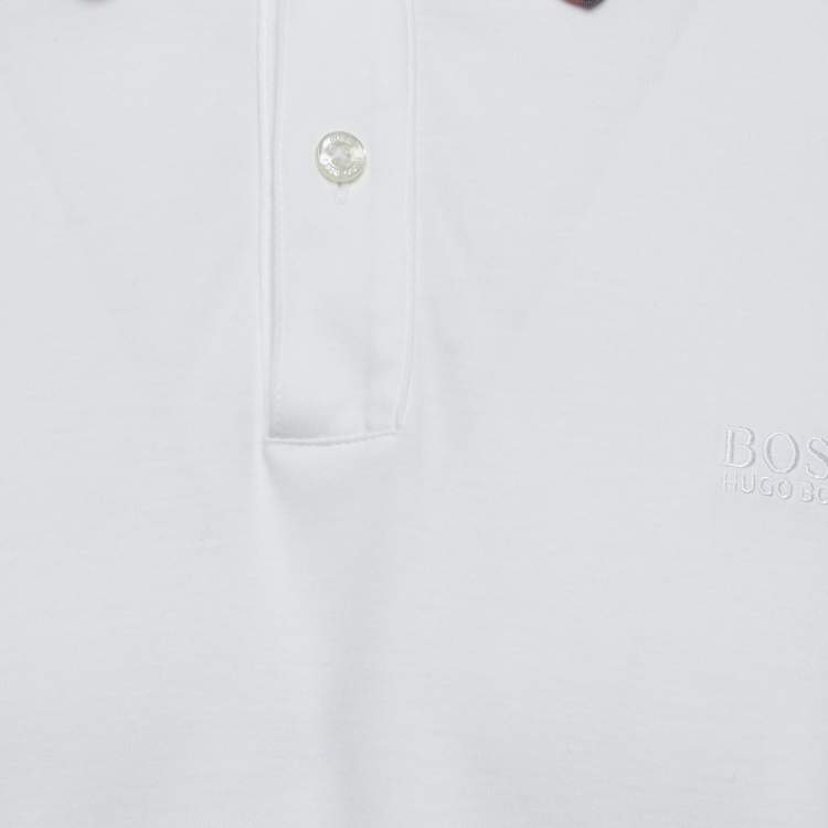 Pre Owned Boss By Hugo Boss White Cotton Polo T-Shirt XL